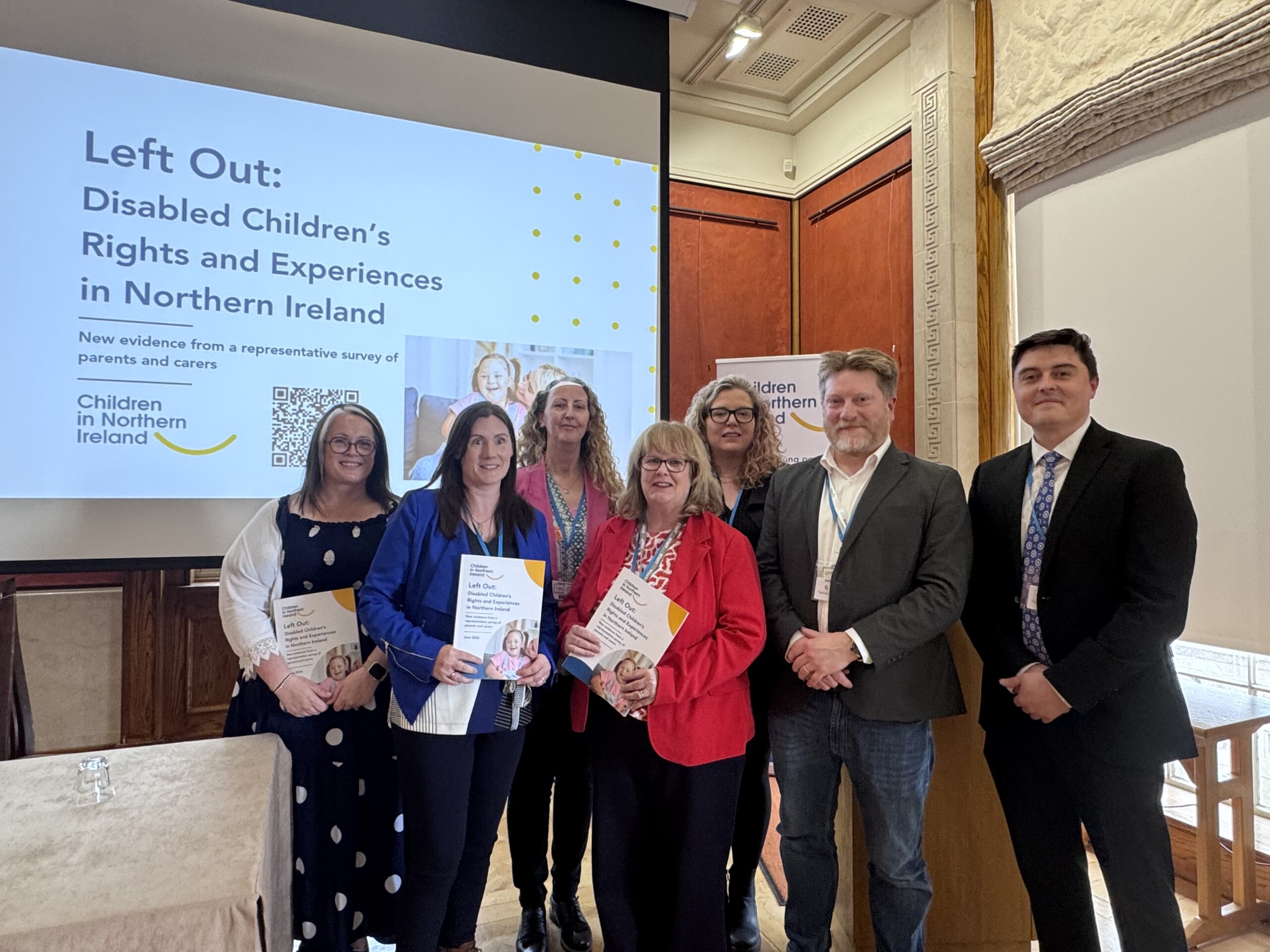 Group photo of Left Out Research launch event speakers, elected representatives and CiNI staff at the launch